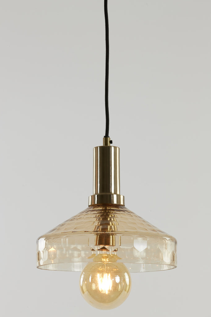 Hanging lamp 25x24 cm DELILO glass amber+antique bronze