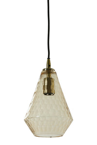 Hanging lamp 18x27 cm DELILU glass amber+antique bronze