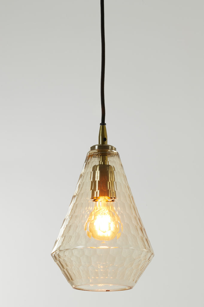 Hanging lamp 18x27 cm DELILU glass amber+antique bronze