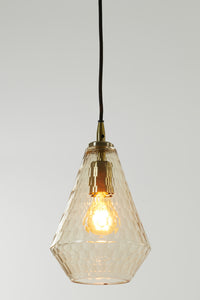 Hanging lamp 18x27 cm DELILU glass amber+antique bronze
