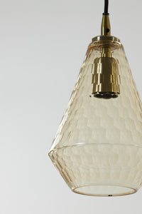 Hanging lamp 18x27 cm DELILU glass amber+antique bronze