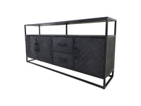 Dressoir Verona - 180x40x85 - Zwart - Mangohout/ijzer