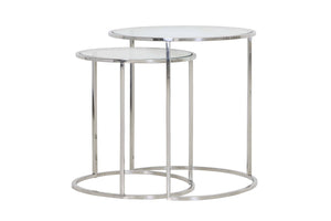 Side table S/2 40x45+50x52 cm DUARTE nickel+glass