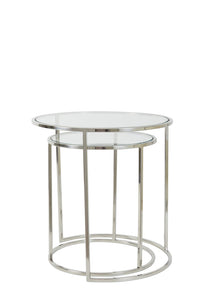 Side table S/2 40x45+50x52 cm DUARTE nickel+glass