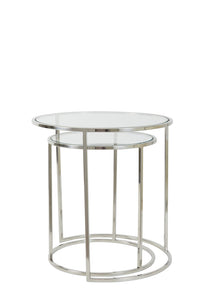 Side table S/2 40x45+50x52 cm DUARTE nickel+glass