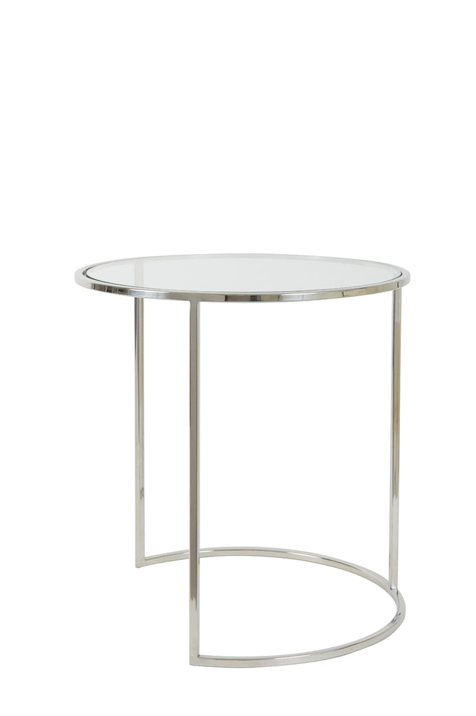 Side table S/2 40x45+50x52 cm DUARTE nickel+glass