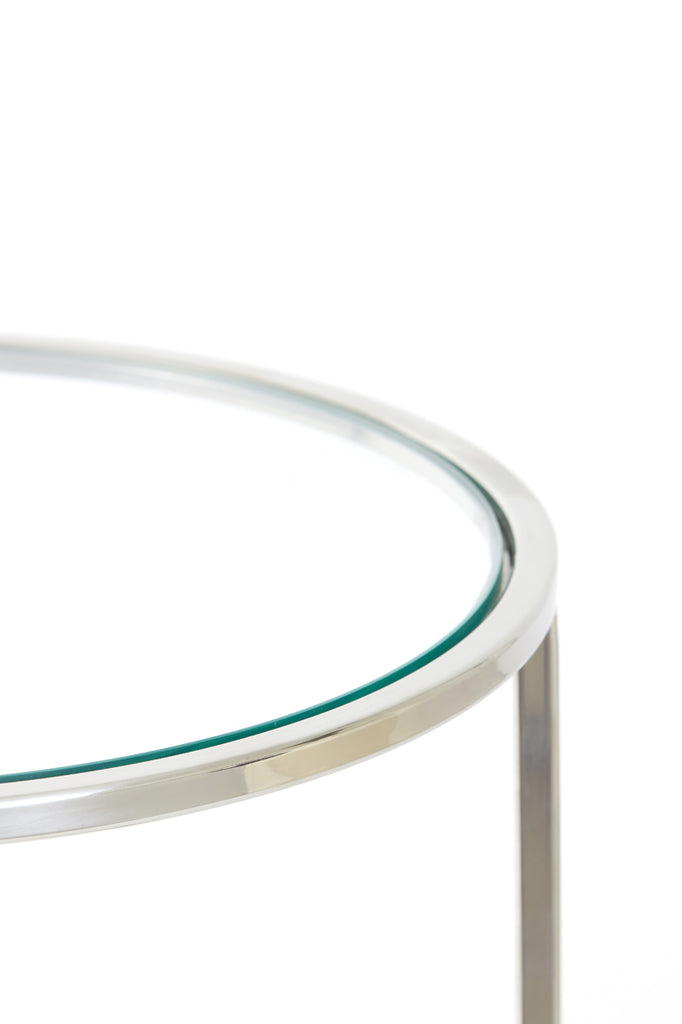 Side table S/2 40x45+50x52 cm DUARTE nickel+glass