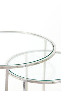 Side table S/2 40x45+50x52 cm DUARTE nickel+glass