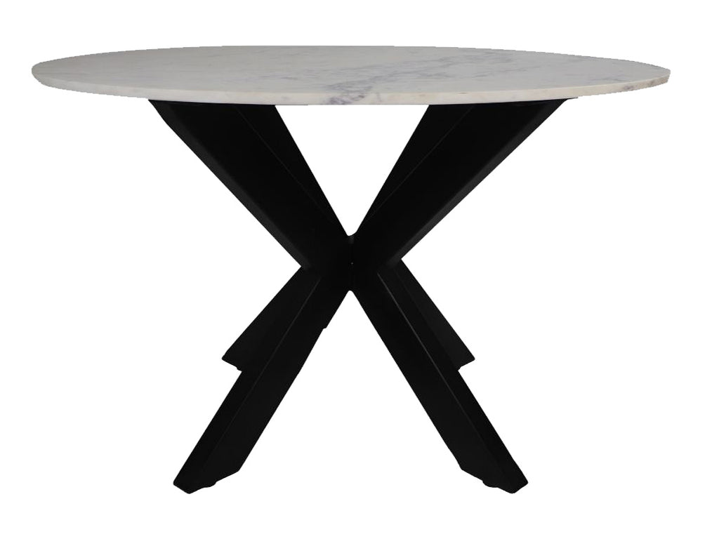 Eettafel rond marmer - ø120x76 - Wit/zwart - Marmer/metaal