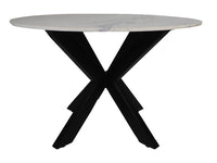 Eettafel rond marmer - ø120x76 - Wit/zwart - Marmer/metaal