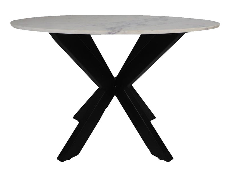 Eettafel rond marmer - ø120x76 - Wit/zwart - Marmer/metaal