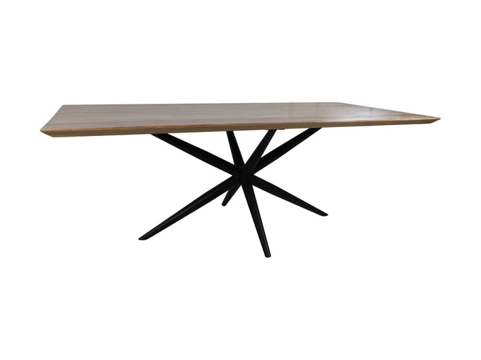 Eettafel Zurich rechthoekig - 200x100x76 - Naturel/zwart - Acaciahout/metaal