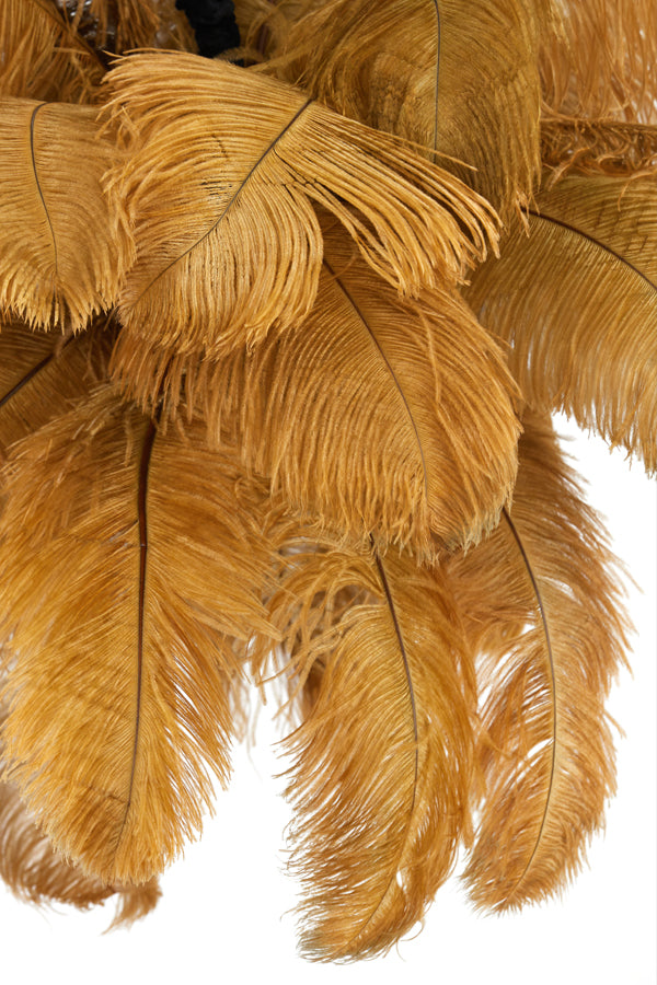 Hanging lamp E14 80 cm FEATHER black+caramel