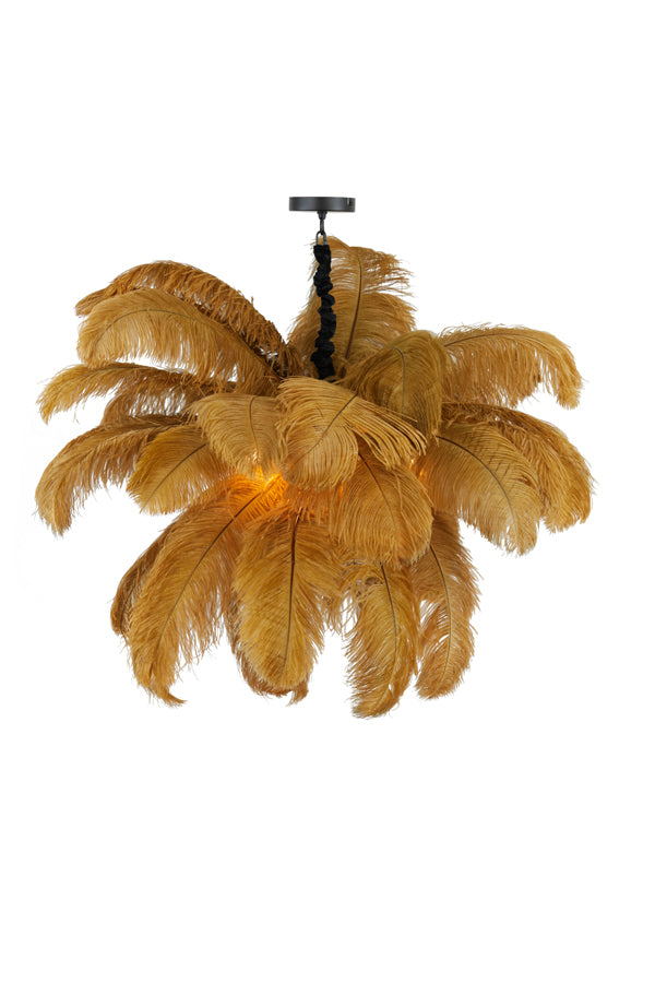 Hanging lamp E14 80 cm FEATHER black+caramel