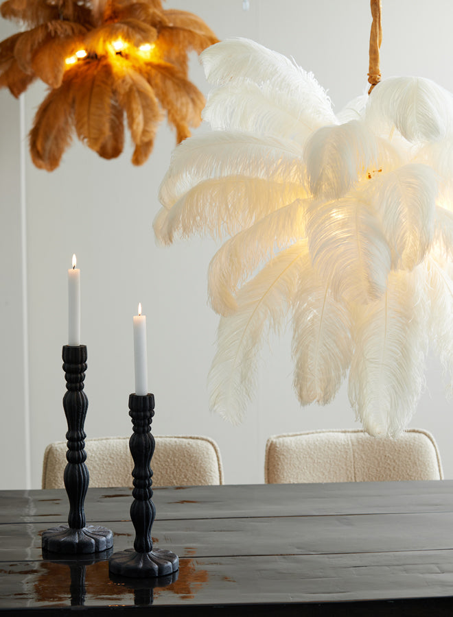 Hanging lamp E14 80 cm FEATHER black+caramel