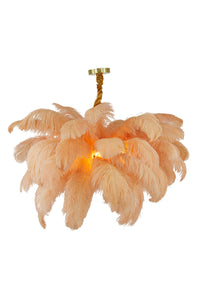 Hanging lamp E14 80 cm FEATHER gold+peach