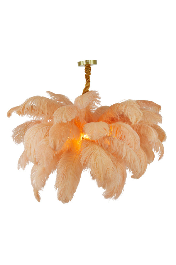 Hanging lamp E14 80 cm FEATHER gold+peach