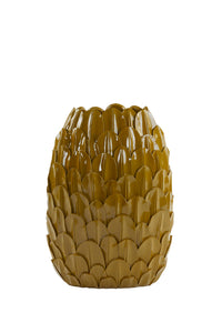 Vase deco 37x23x50 cm FEDER ocher yellow