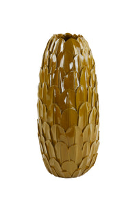 Vase deco 37x23x50 cm FEDER ocher yellow