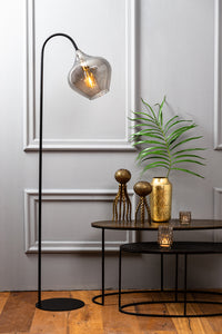 Floor lamp 45x28x160 cm RAKEL matt black+smoked