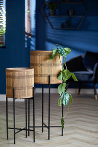 Flower pot deco on stand 26x69 cm CORAZO natural-black