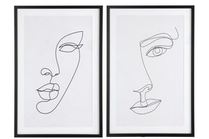 Frame Abstract Face Mdf/Glass White/Black Assortment Of Two