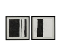 Frame Stripes Mdf/Glass Black/White Assortment Of 2