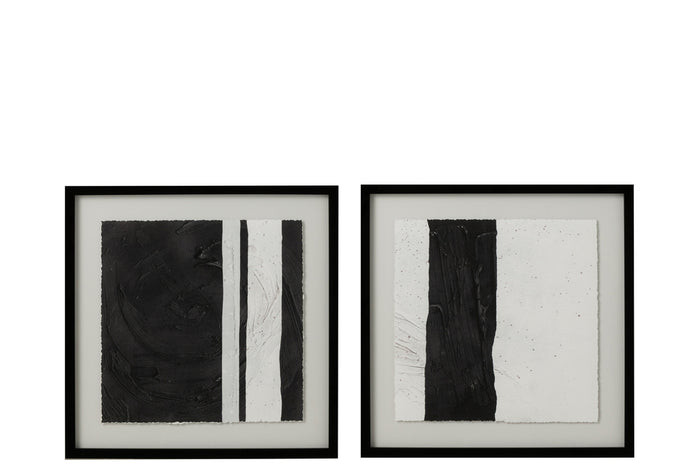 Frame Stripes Mdf/Glass Black/White Assortment Of 2