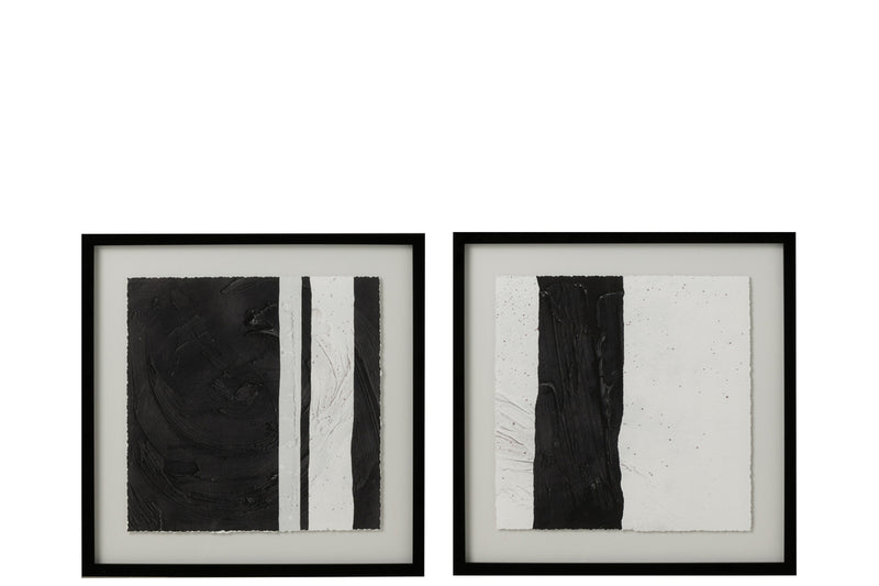 Frame Stripes Mdf/Glass Black/White Assortment Of 2