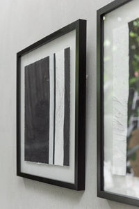 Frame Stripes Mdf/Glass Black/White Assortment Of 2