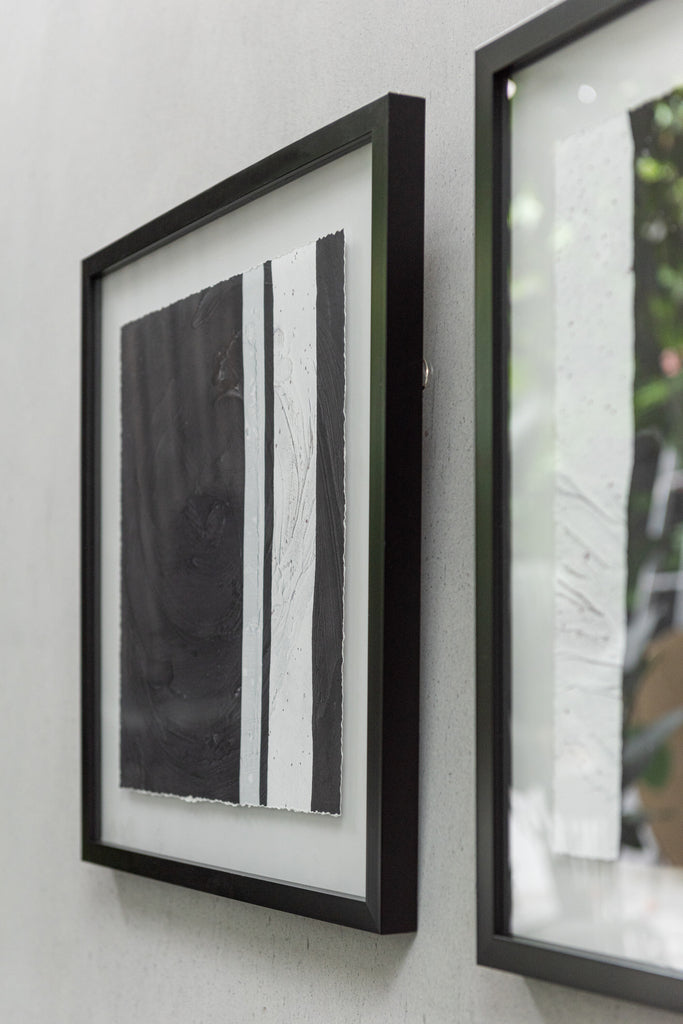 Frame Stripes Mdf/Glass Black/White Assortment Of 2