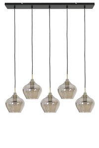 Hanging lamp 5L 104x20x120 cm RAKEL antique bronze+smoked