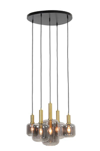 Hanging lamp 5L 66x80 cm LEKAR antique bronze+smoked glass