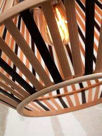 Hanging lamp Merapi bamboo/diamond 30xh.30cm - black/natural