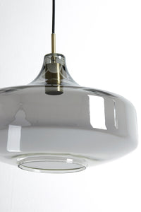 Hanging lamp 29,5x21 cm SOLNA antique bronze+smoked glass