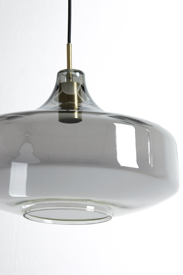 Hanging lamp 29,5x21 cm SOLNA antique bronze+smoked glass