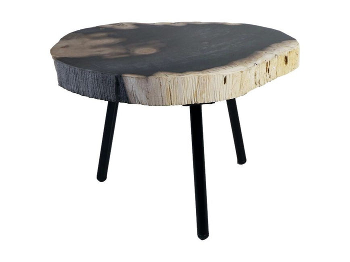 HSM Collection-Bijzettafel Petrified -ø40/43x30-Assorti/Zwart-Steen/Metaal