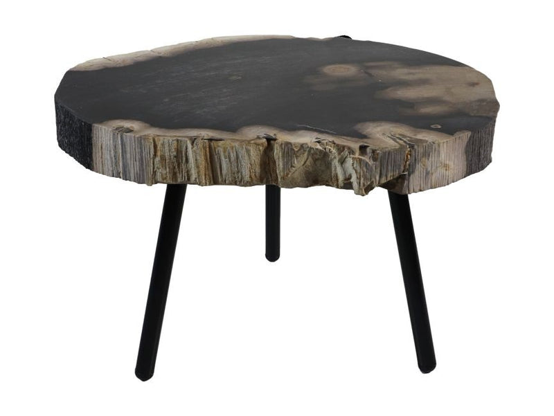 HSM Collection-Bijzettafel Petrified -ø40/43x30-Assorti/Zwart-Steen/Metaal