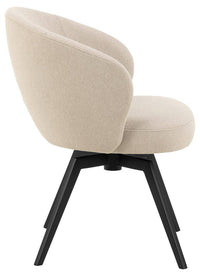 HSM Collection-Eetkamerstoel Alma + Armleuning-80x58,5x60-Creme/Zwart-Stof/Metaal
