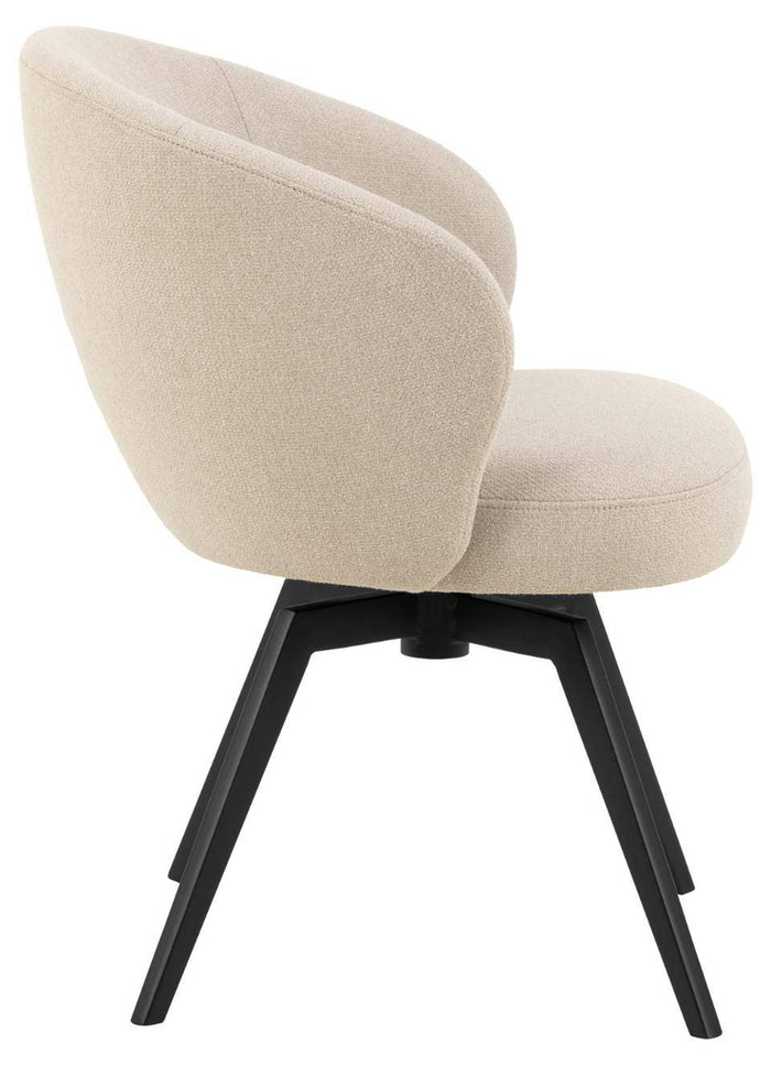 HSM Collection-Eetkamerstoel Alma + Armleuning-80x58,5x60-Creme/Zwart-Stof/Metaal