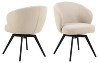 HSM Collection-Eetkamerstoel Alma + Armleuning-80x58,5x60-Creme/Zwart-Stof/Metaal