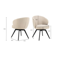 HSM Collection-Eetkamerstoel Alma + Armleuning-80x58,5x60-Creme/Zwart-Stof/Metaal