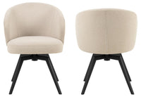 HSM Collection-Eetkamerstoel Alma + Armleuning-80x58,5x60-Creme/Zwart-Stof/Metaal