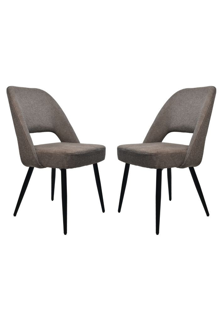 HSM Collection -Eetkamerstoel Jenna - Set van 2 - 62x54x87 - bruin/zwart - Katoe