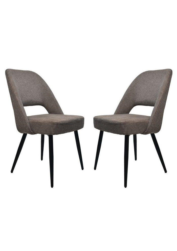 HSM Collection -Eetkamerstoel Jenna - Set van 2 - 62x54x87 - bruin/zwart - Katoe