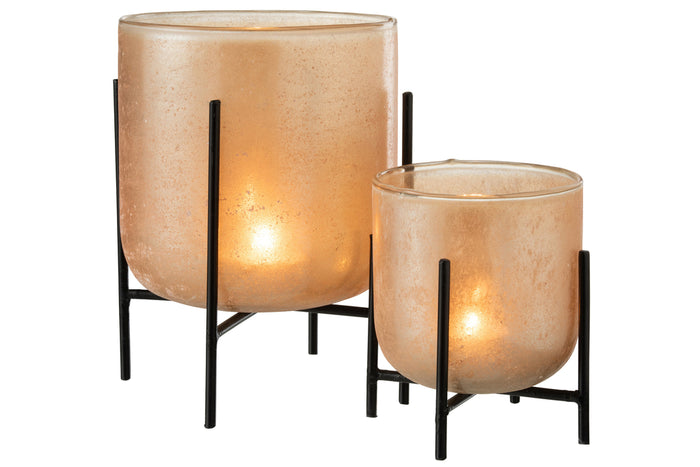 Hurricane Astor On Foot Glass/Metal Amber Large