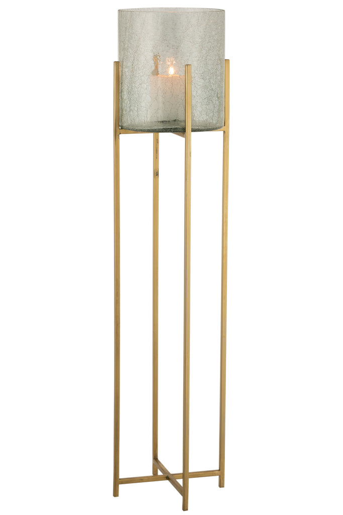 Hurricane Sofia Craquelure Glass/Stainless Steel Gold Large