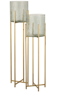 Hurricane Sofia Craquelure Glass/Stainless Steel Gold Large