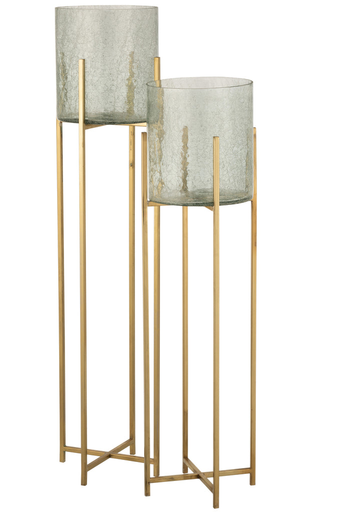 Hurricane Sofia Craquelure Glass/Stainless Steel Gold Large