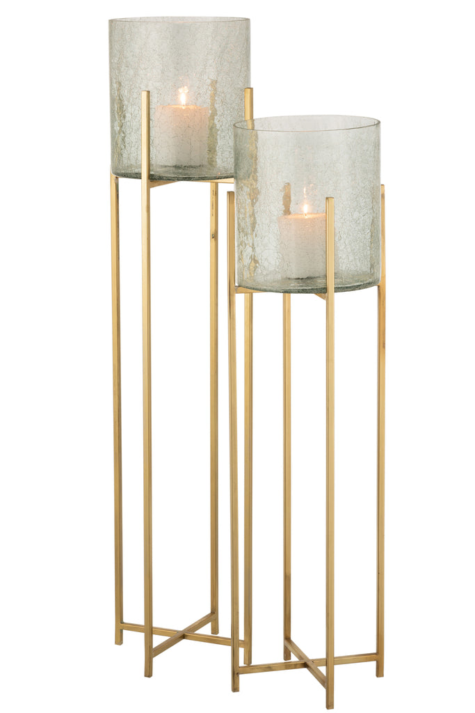 Hurricane Sofia Craquelure Glass/Stainless Steel Gold Large